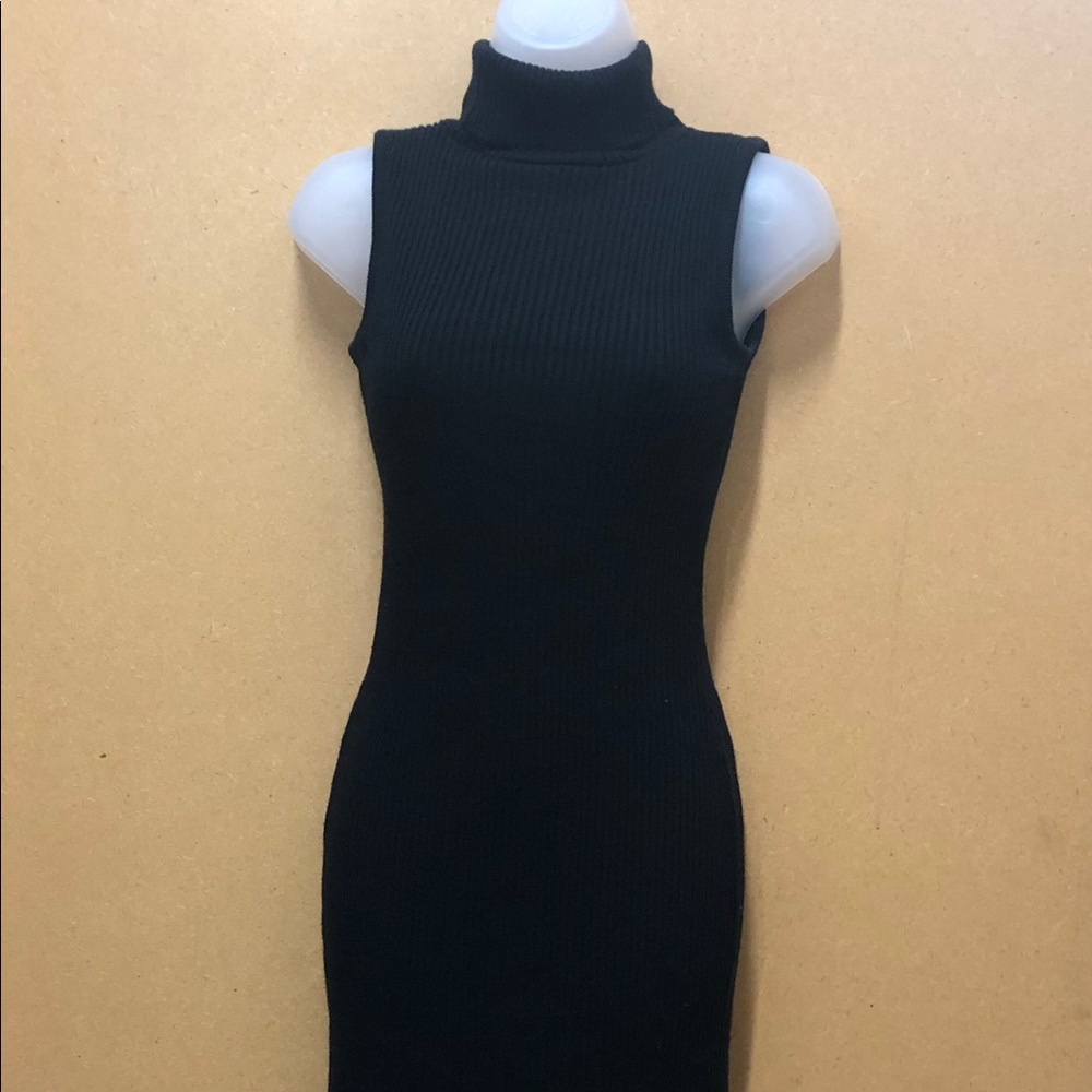 - Black Sleeveless Sweater Dress Turtleneck